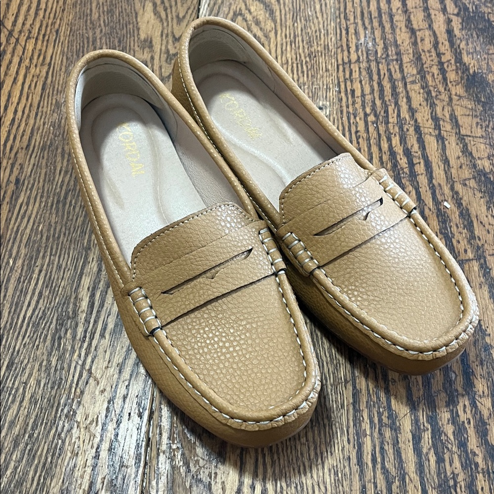 Koral Light Brown  leather Loafers shoes